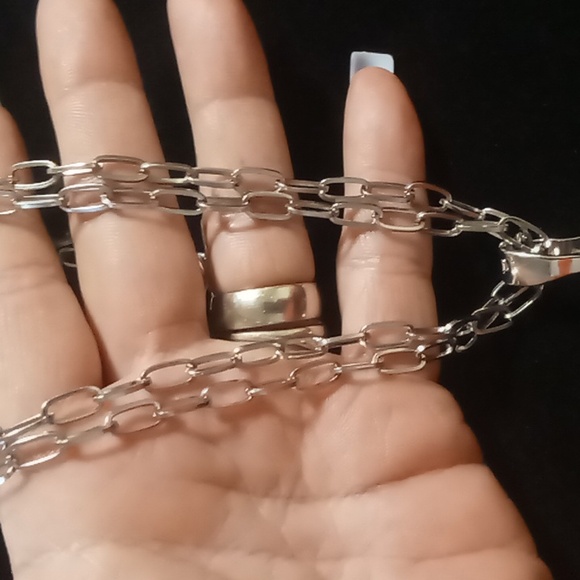 artisan glass pendant necklace on a doubled paperclip chain with toggle clasp - Picture 8 of 12